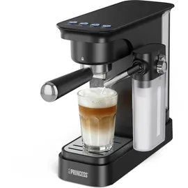 Princess Siebträgermaschine 01.249422.01.001 schwarz mit Milchaufschäumer