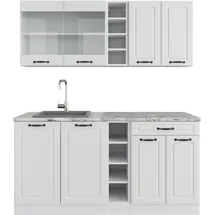 Vicco Singleküche R-Line, Weiß Landhaus/Weiß, 160 cm ohne Arbeitsplatte