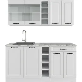 Vicco Singleküche R-Line, Weiß Landhaus/Weiß, 160 cm ohne Arbeitsplatte
