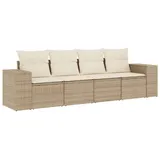 vidaXL Gartenlounge-Set, 4-tlg. Garten-Sofagarnitur mit Kissen Beige Poly Rattan