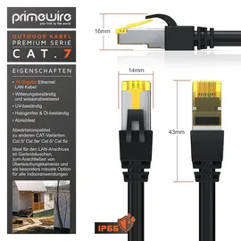 Primewire Outdoor Patchkabel - CAT 7 - mit IP66 - 10 Gbit/s - S/FTP PiMF Schirmung - Netzwerkkabel - 3m