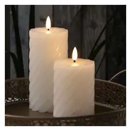 MARELIDA Twist Stumpenkerze 17,5 cm weiß