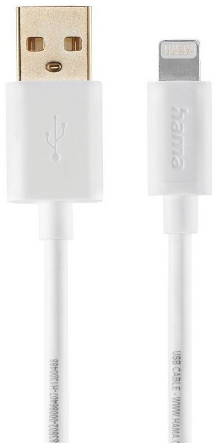 Hama Ladekabel für Smartphones und Tablets 1,5 m, USB-A auf Lightning, Weiß USB-Kabel, Lightning, USB Typ A, (150 cm) weiß