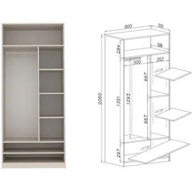 marmex möbel TRES 13C Garderobenschrank 90x51x206cm beige
