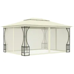 vidaXL Pavillon mit Netz 300x400x265 cm Creme