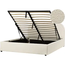 Beliani Bett mit Stauraum Bouclé Quillien 140 x 200 cm,