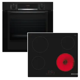 Bosch Herdset Bosch Backofen EcoClean mit Glaskeramikkochfeld TouchSelect autark 60 cm - Schwarz