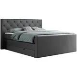 MKS boxspringbett KING VELEN 160/200 Dunkelgrau Kunstleder - H3