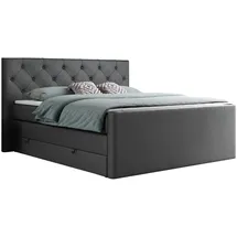 MKS boxspringbett KING VELEN 160/200 Dunkelgrau Kunstleder - H3