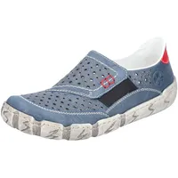 Rieker Damen Slipper Leder Halbschuh Perforierung L0356, Größe:36 EU, Farbe:Blau - Blau - 36