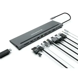 Conceptronic DONN17G 12-in-1 USB 3.2 Gen 1 Dockingstation, HDMI, DP, Card-Reader