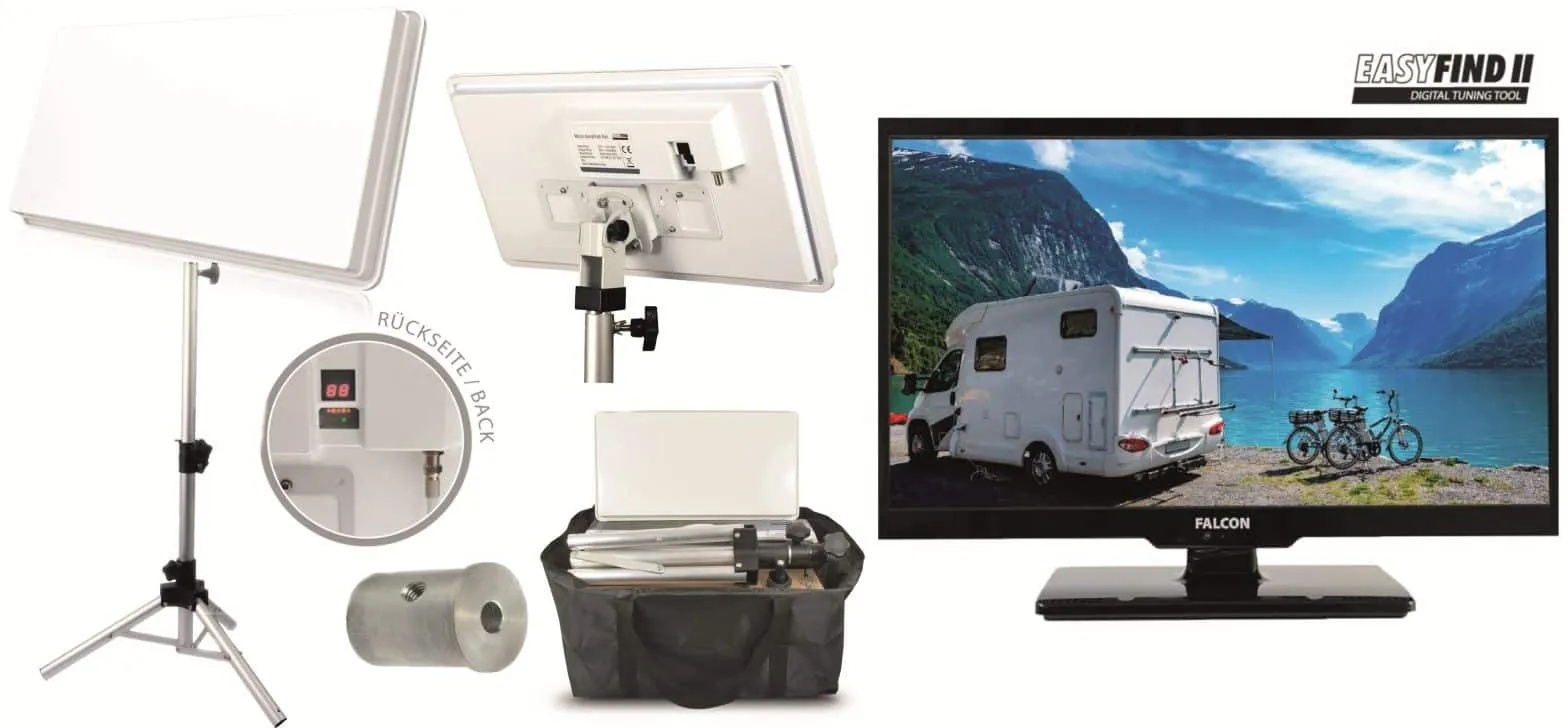 FALCON Easyfind TV Camping Set Traveller Kit 2, Tripod, inkl. LED-TV 56 cm (22")