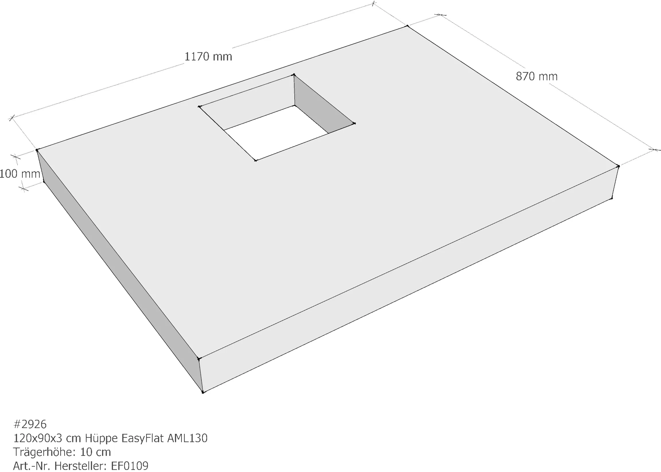 Duschwannenträger Hüppe EasyFlat quer 120x90x3 cm rechteckig AML130