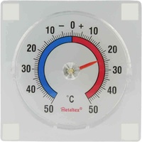 5x Metaltex Fensterthermometer quadratisch aus Kunststoff, zum Kleben -50-+50°C