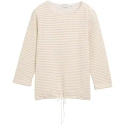 TOM TAILOR Damen Langarmshirt mit Knopf-Details, beige, Gestreift, Gr. S