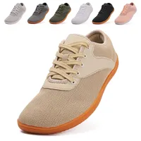 Baofular Barfußschuhe Herren Damen Breite Barfussschuhe Sommer Atmungsaktive Sneaker Bequeme Walkingschuhe Fitnessschuhe für Gym Beige 44 EU - 44 EU