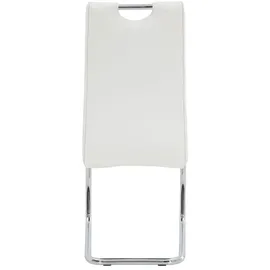 Hela Tische, 2er Set Schwingstuhl, Küchenstuhl Flora, Kunstleder Weiß, Griffmulde, Metallgestell verchromt, 42x57x98 cm) - Lederlook - BHT 42x98x57 cm