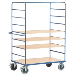 ROLLCART Hoher Etagenwagen 120x80 cm Holz-Ladefläche blau, 140x188x80 cm