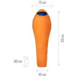 Millet Schlafsack Baikal 750 Reg (2-Jahreszeiten-Schlafsack, Gauche) - Reissverschlussöffnung links - orange