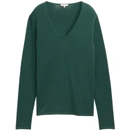 Tom Tailor Front Logo Coin Pullover mit V-ausschnitt - Explorer Green XS