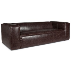 Casa Padrino Luxus Kunstleder Sofa Dunkelbraun 224 x 99 x H. 67,5 cm - Wohnzimmer Sofa - Wohnzimmer Möbel - Kunstleder Möbel - Luxus Möbel - Luxus Einrichtung