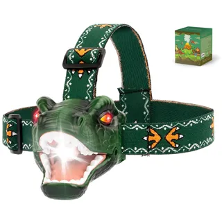 Gofimyee Dinosaurier-Stirnlampe, Handlich Kinder-Spielzeug-Stirnlampe für 3,4,5,6,7,8+ Kinder, Kindergeburtstag, Weihnachtsspielzeug Geschenk