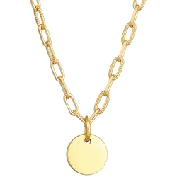 Elli Plättchen Coin Gliederkette Trend 925 Silber Ketten   Damen 