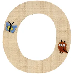 RICE Raffia Buchstaben Sticker, O, Schmetterling und Eule