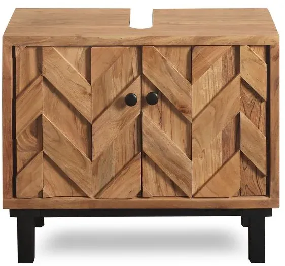 WOLFMÖBEL Waschbeckenunterschrank Cross Holz Braun Akazie