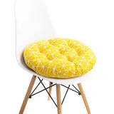 Boracy Sitzkissen Rund, 100% Baumwolle Stuhlkissen 40x40 cm Sitzkissen Stuhl Ohne BäNder, für Korbsessel Outdoor Gartenstuhl KüChe Esszimmer, Weich und Bequem(Gelb,45x45cm)
