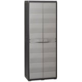 SECOLI Gartenschrank wetterfest balkonschrank wetterfest gartenschrank Kunststoff gartenschrank für den außenbereich putzschrank-Schwarz und Grau-65 x 38 x 171 cm