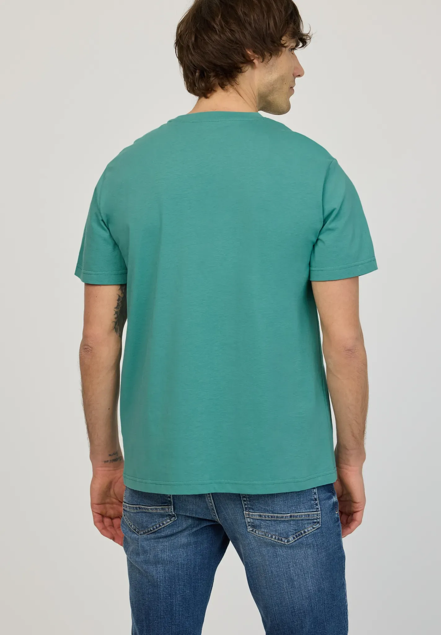 T-Shirt STREET ONE MEN, Herren, Gr. XXL (46), grün (caribbean grün), Web, 100% Baumwolle, unifarben, normal normal, Rundhals, abgesteppt, Shirts T-Shirt, aus reiner Baumwolle