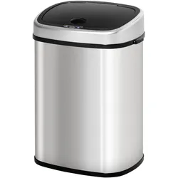 HOMCOM Automatik Mülleimer Edelstahl, ABS