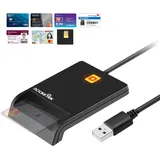 USB Smart Card Reader, DOD Military USB-CAC Chip Card Reader, with Public Access Adapter/ID Card/SIM Card/IC Bank Chip Card, Compatible with Windows XP/Vista/7/8/10, Mac OS
