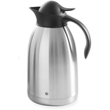 HENDI Isolierkanne, mit schwarzem Druckverschluss, Doppelwandige, Kaffekanne, Termoskanne, Teekanne, 2L, Edelstahl, Polypropylen, ø145x(H)260mm