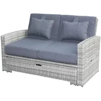 bellavista - Home&Garden® Loungesofa »Begur« Multifunktions Gartensofa Rattan Lounge Sofa Garten Bett, Set 1 Teile, grau, Polyrattan, für 2 Personen, wetterfest, Garten, Terrasse, Balkon grau