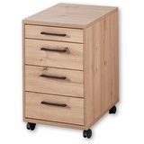 Stella Trading INNO4HOME Rollcontainer Schreibtisch, Artisan Eiche Optik - Mobiler Schubladenschrank Büroschrank mit 4 Schubladen passend zum Schreibtisch - 43 x 68 x 55 cm (B/H/T)