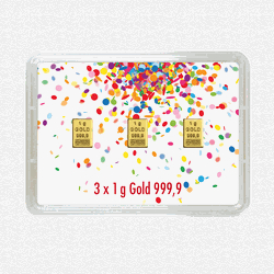 Goldbarren 3g Jugendweihe - Konfetti (Flip)