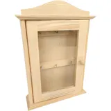 GoodFreshDecor Schlüsselkasten aus Holz - 20 x 6 x 29,5 cm - Schlüsselbox mit Sichtfenster und 6 Haken - Kiefernholz Fichtenholz Natur