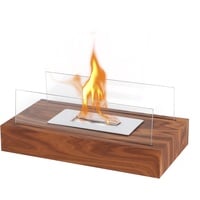 Olvy Tischkamin Holz - Tischfeuer - 35CM - Bioethanol Kamin für Indoor & Outdoor - Unendliche Brenndauer & Lagerfeueratmosphäre - Wärmendes Balkonfeuer - 35x18x14cm