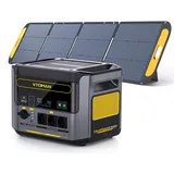 VTOMAN FlashSpeed 1500 Tragbare Powerstation 1548Wh mit 220W Pro Solarpanel, LiFePO4 Solargenerator, 230V/1500W AC Ausgang/Eingang, Schnelle Vollladung in 1 Stunde für Zuhause, Angeln, Camping