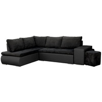 MOEBLO Ecksofa BELGRAD, Eckcouch mit Zwei Hocker Sofa Couch mit Ottomane L-Form Schlafsofa Bettsofa Polstergarnitur, mit Schlaffunktion und Bettkasen, - (BxHxT): 265x88x180 cm schwarz