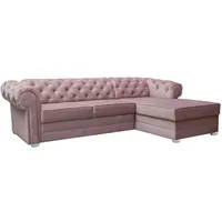 MOEBLO Ecksofa Avia, mit Schlaffunktion mit Bettkasten Eckcouch Wohnlandschaft Sofa mit Ottomane Eckgarnitur Polsterecke, (BxTxH):280x180x81 cm rosa
