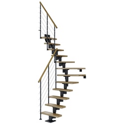 DOLLE Mittelholmtreppe »Dublin«, eichenholz, 12 Stufen, bis 292cm Raumhöhe - grau
