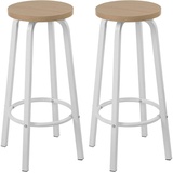 Woltu Barhocker Bistrohocker Tresenhocker Barstuhl aus MDF Metall runde Sitzfläche Hell Eiche