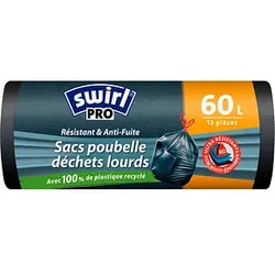 swirl® Schwerlastsäcke PROFI 1183 60,0 l schwarz, 12 St.