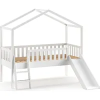 58 aufm Kessel Hausbett mit Rutsche Kapua 209x192x202 Massivholz Weiß