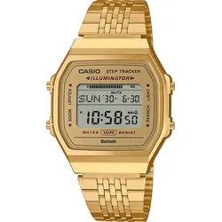 Smartwatch CASIO VINTAGE Smartwatches goldfarben (gelbgoldfarben) Armbanduhr, Herrenuhr, Damenuhr, Bluetooth,Stoppfunktion,Schrittzähler