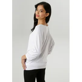 Aniston SELECTED 3/4-Arm-Shirt in weiß-schwarz-rot | Gr.: 42