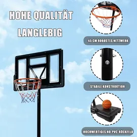 Costway Basketballständer höhenverstellbar, Basketballkorb mit Ständer, Basketballanlage rollbar, Korbanlage gee... - Schwarz/Rot
